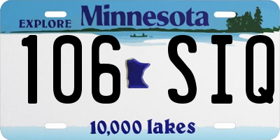 MN license plate 106SIQ