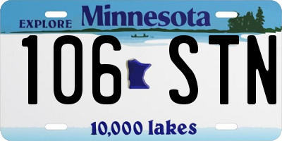 MN license plate 106STN