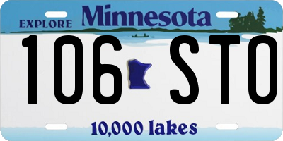 MN license plate 106STO