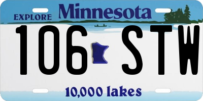 MN license plate 106STW