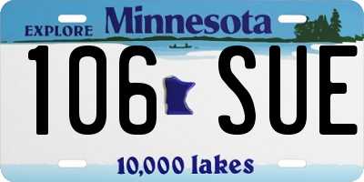 MN license plate 106SUE