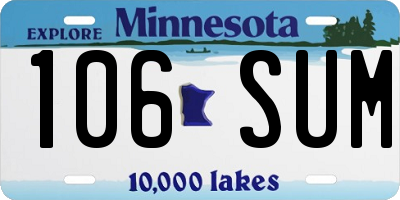 MN license plate 106SUM