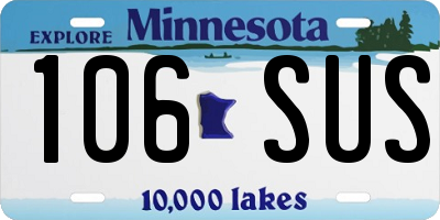 MN license plate 106SUS