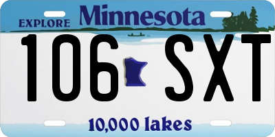 MN license plate 106SXT