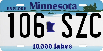 MN license plate 106SZC