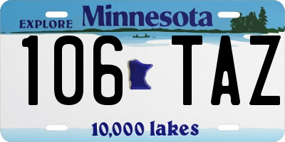 MN license plate 106TAZ
