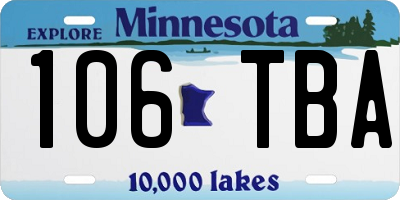 MN license plate 106TBA