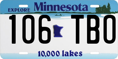 MN license plate 106TBO