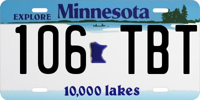 MN license plate 106TBT