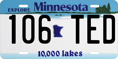 MN license plate 106TED