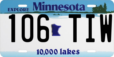 MN license plate 106TIW