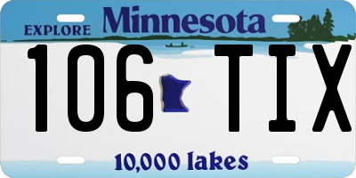 MN license plate 106TIX