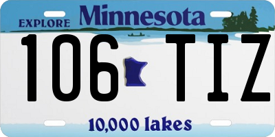 MN license plate 106TIZ