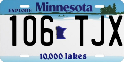 MN license plate 106TJX
