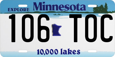 MN license plate 106TOC
