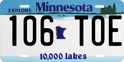 MN license plate 106TOE