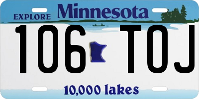 MN license plate 106TOJ