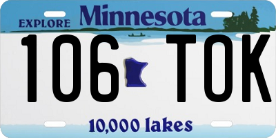 MN license plate 106TOK