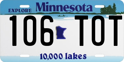 MN license plate 106TOT