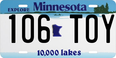 MN license plate 106TOY