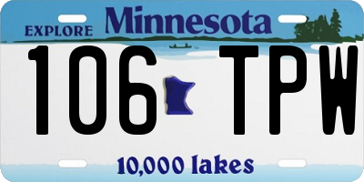 MN license plate 106TPW