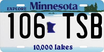 MN license plate 106TSB