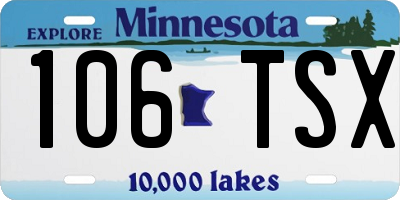 MN license plate 106TSX