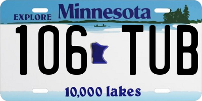 MN license plate 106TUB