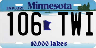 MN license plate 106TWI