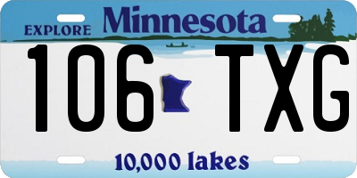 MN license plate 106TXG
