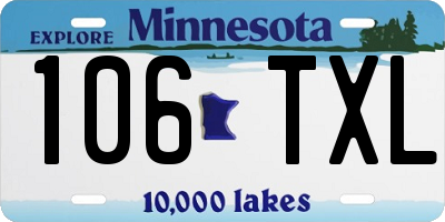 MN license plate 106TXL