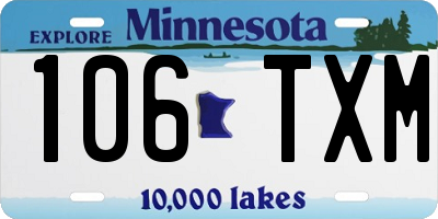 MN license plate 106TXM