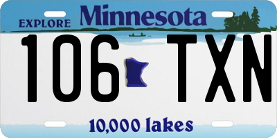 MN license plate 106TXN
