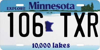 MN license plate 106TXR