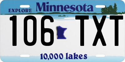 MN license plate 106TXT
