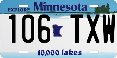 MN license plate 106TXW