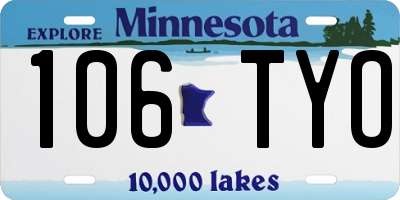 MN license plate 106TYO