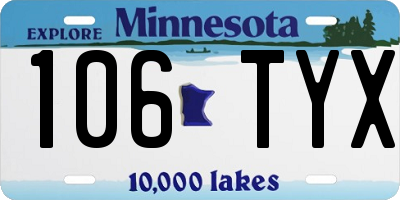 MN license plate 106TYX