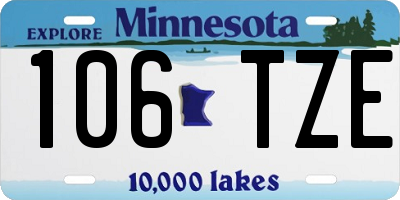 MN license plate 106TZE