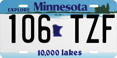 MN license plate 106TZF