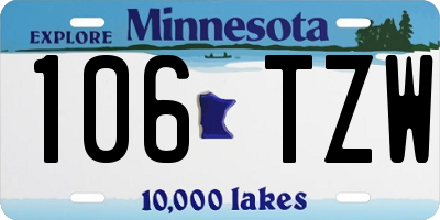 MN license plate 106TZW
