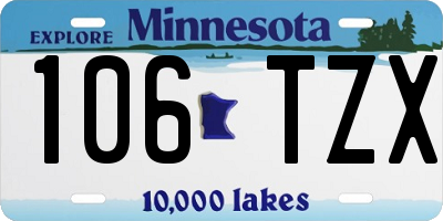 MN license plate 106TZX