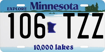 MN license plate 106TZZ