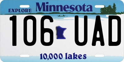 MN license plate 106UAD