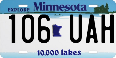 MN license plate 106UAH