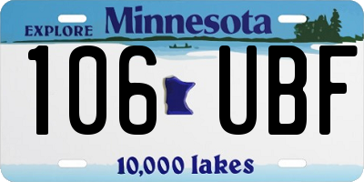 MN license plate 106UBF