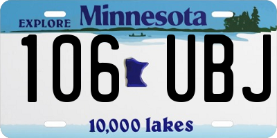 MN license plate 106UBJ