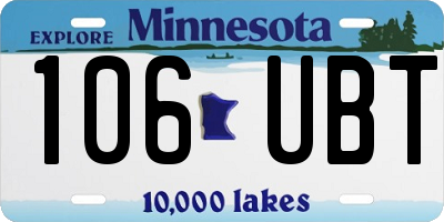 MN license plate 106UBT