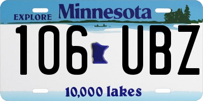 MN license plate 106UBZ