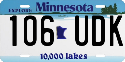 MN license plate 106UDK